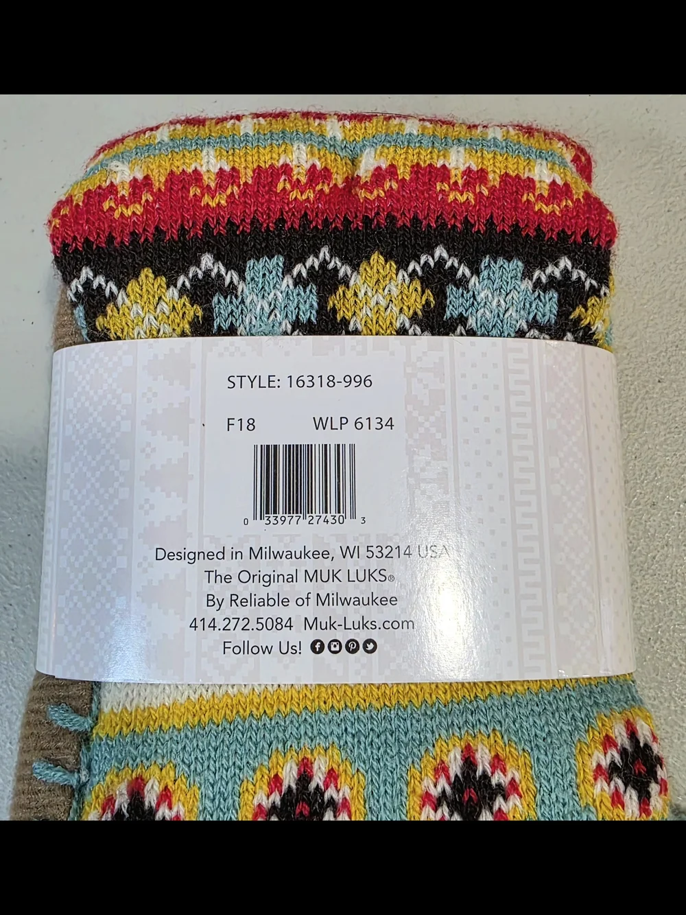LUK-KEES Muk Luks Women's L/XL (8-10) Multicolor Slipper Socks NEW
